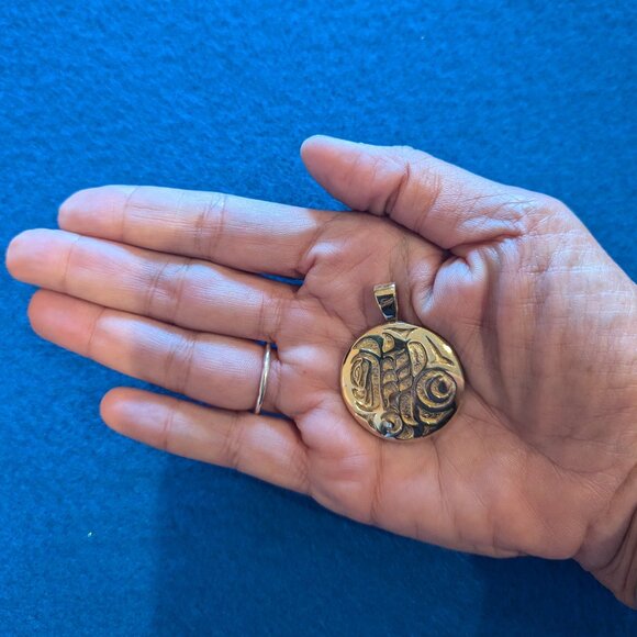 MEO Native American Pendant - Gold Plated over Sterling - Salmon Egg design - Picture 3 of 4